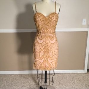 Gold Beaded Sherri Hill sz 6 dress